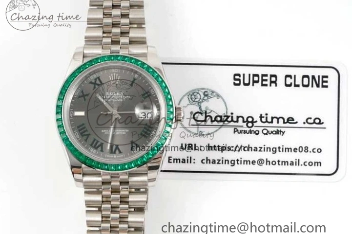 Marker Steel 41mm Diamonds on Arabic Best Dial Jubilee Gray 1:1 904L SA3235 Green Bracelet Bezel Edition DateJust DIWF 0329